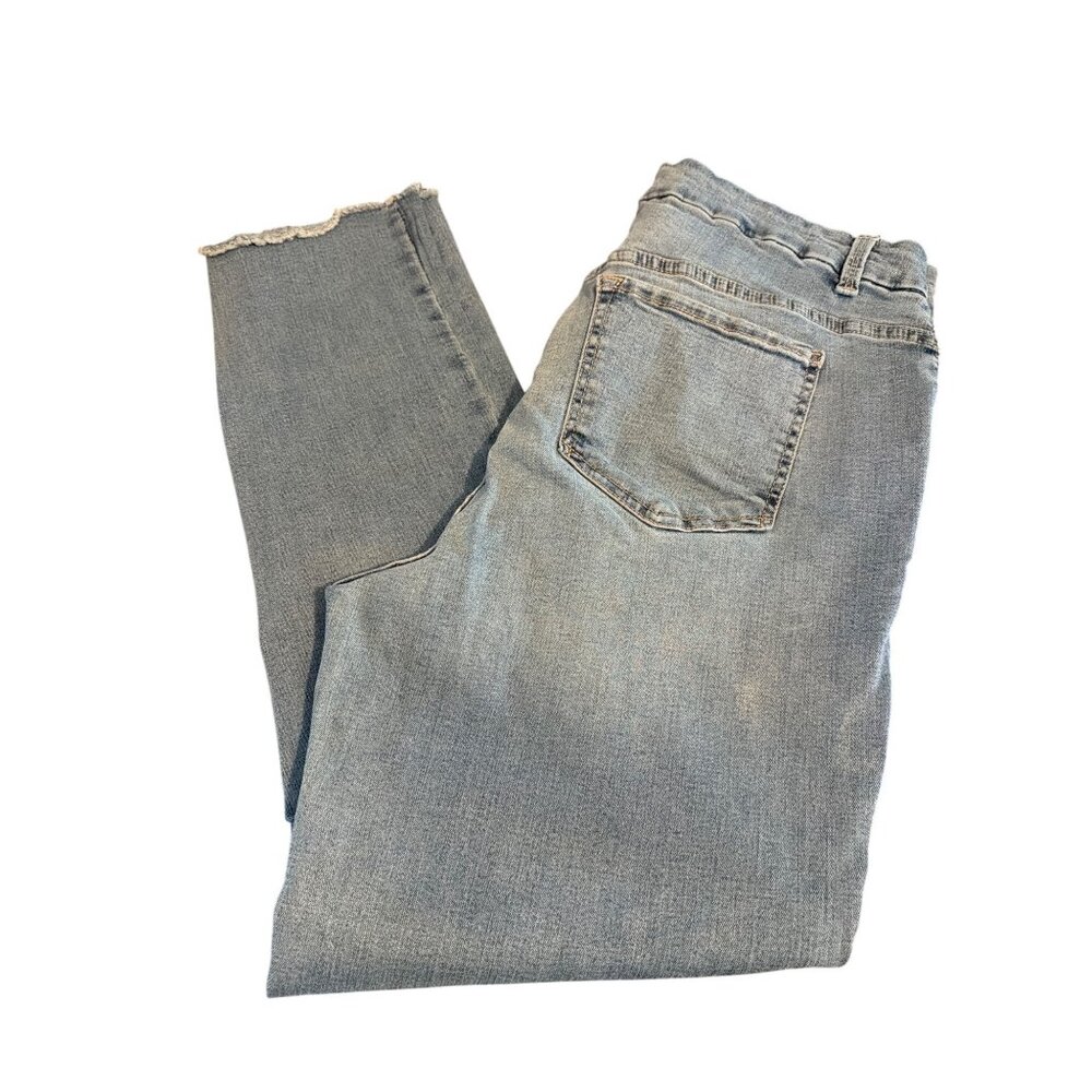 Time Tru High Rise Denim Jeans Light Wash Raw Hem 5 Pocket Size 16 - Picture 3 of 4